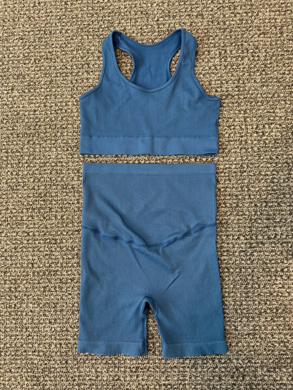 Lataly Women’s Maternity Ribbed Blue Short Set
